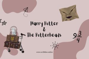 cover photo of the blog the magic of harry potter featuring hogwarts trunk, owl cage and the howler that harry gets from the ministry of magic- scribblee