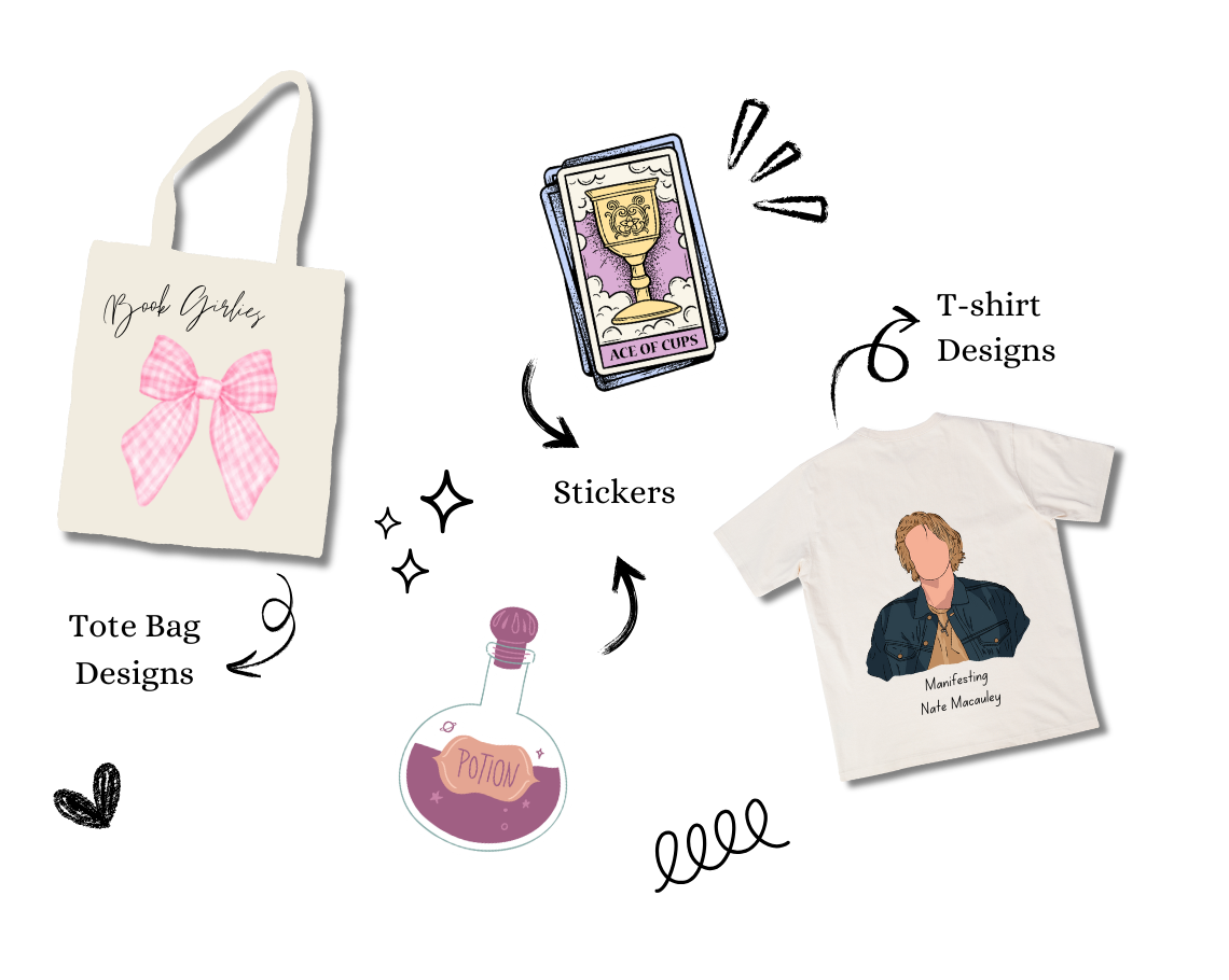 the hero image on the scribblee website showing that they deal in stickers, tote bags and t-shirt or tee designs that are printables and can be used for personal or commercial use- scribblee