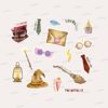 16 stickers themed on harry potter series including the love potion, nimbus 2000, and hawker by scribblee